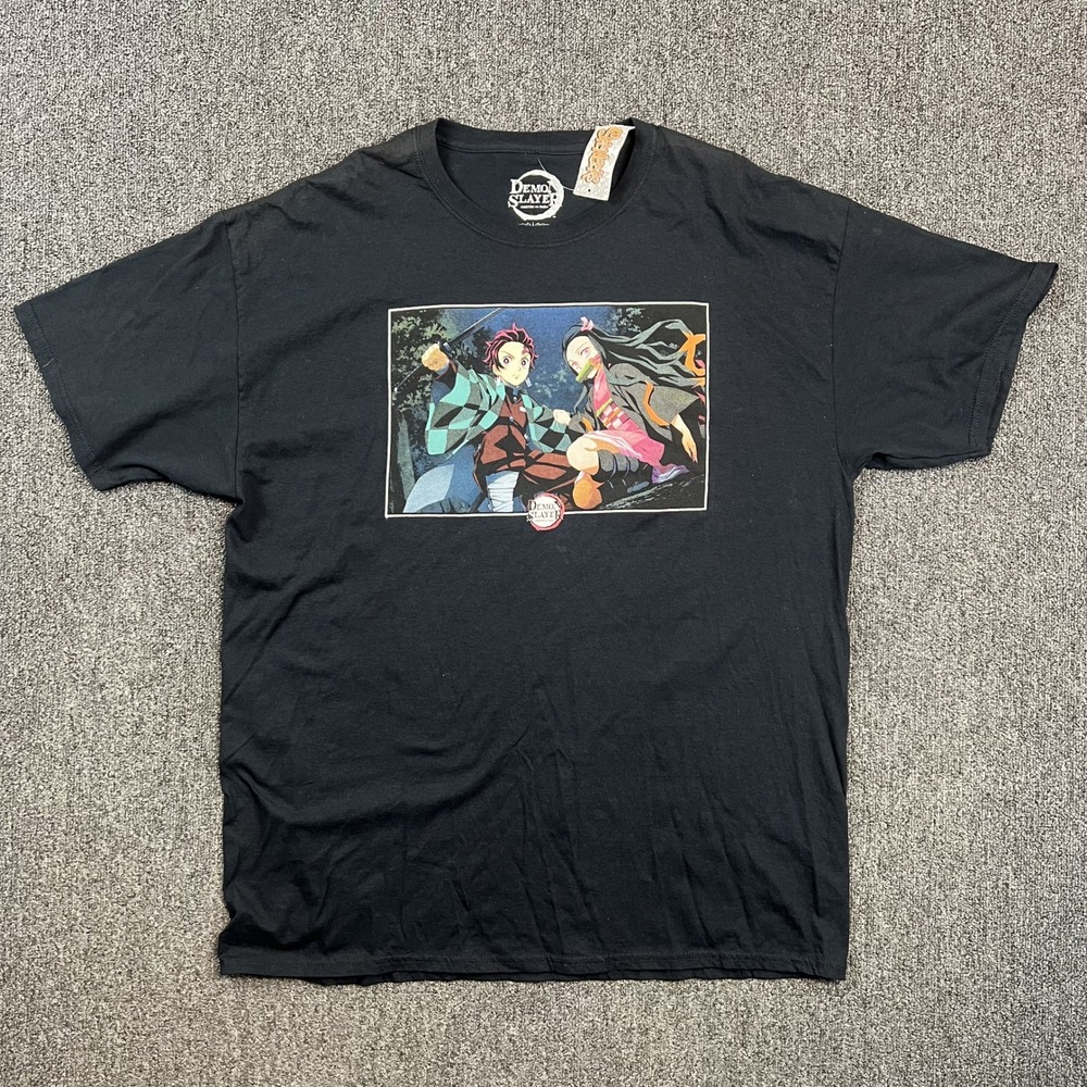 Demon Slayer Aniplex Tanjiro Nezuko Anime Graphic T-Shirt XL Black Streetwear